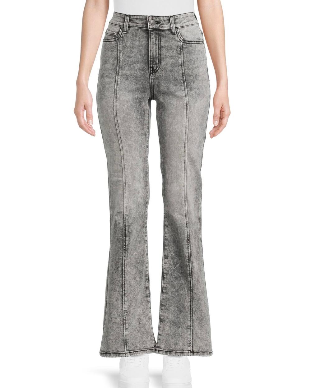 Time and Tru High Rise Gray Acid Wash Flare Jeans Size 14